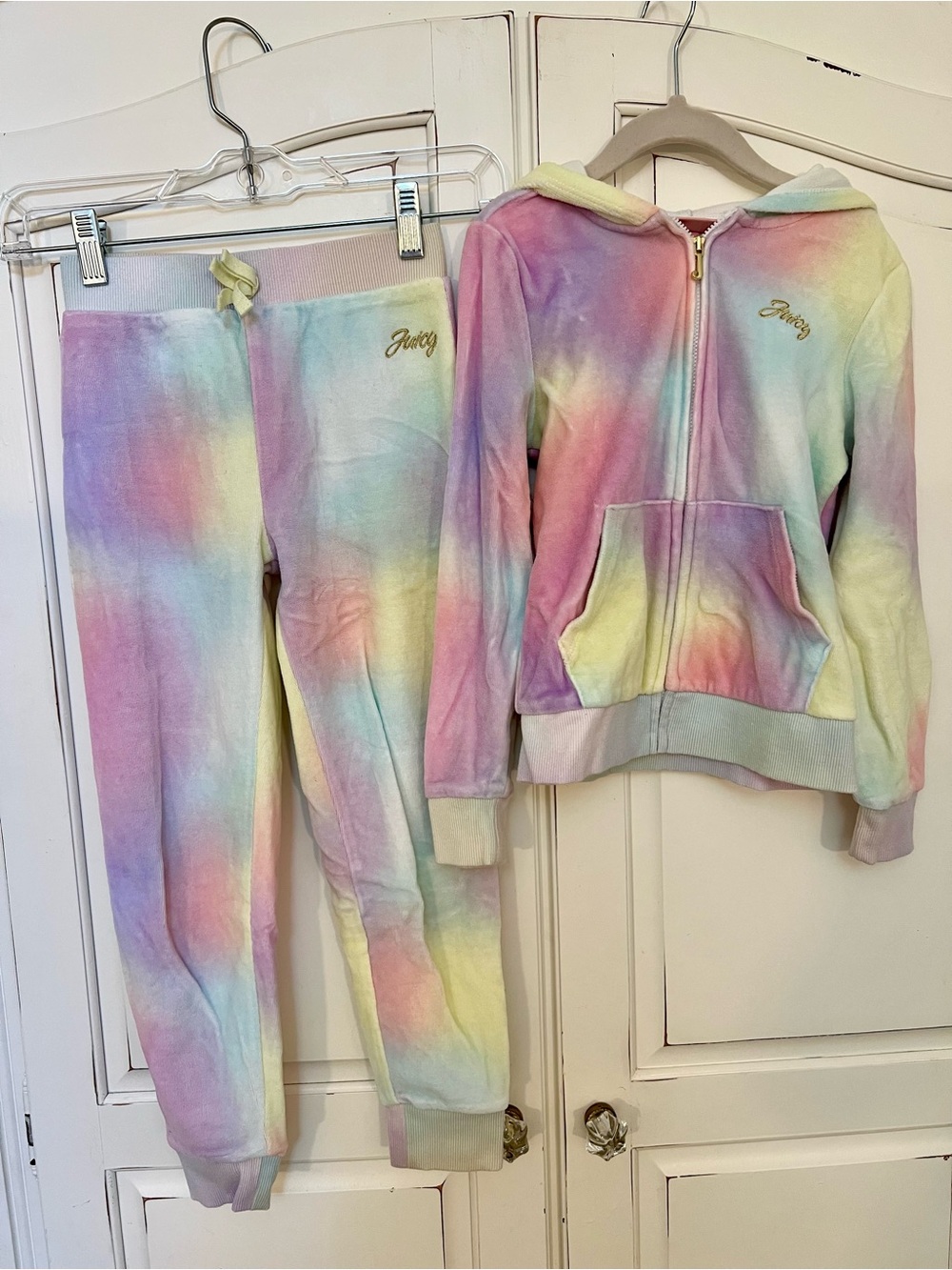 Juicy Couture Pastel Tie-Dye Terry Hoodie & Joggers Set - size 7